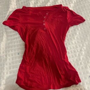 Red Button-Up Women's Top